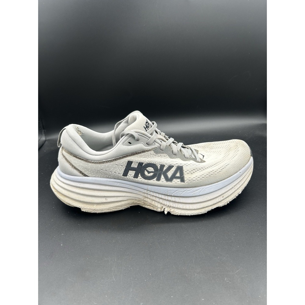 Hoka One One Bondi 8 Sharkskin Men Size 10.5 Lace Up  Running Walking